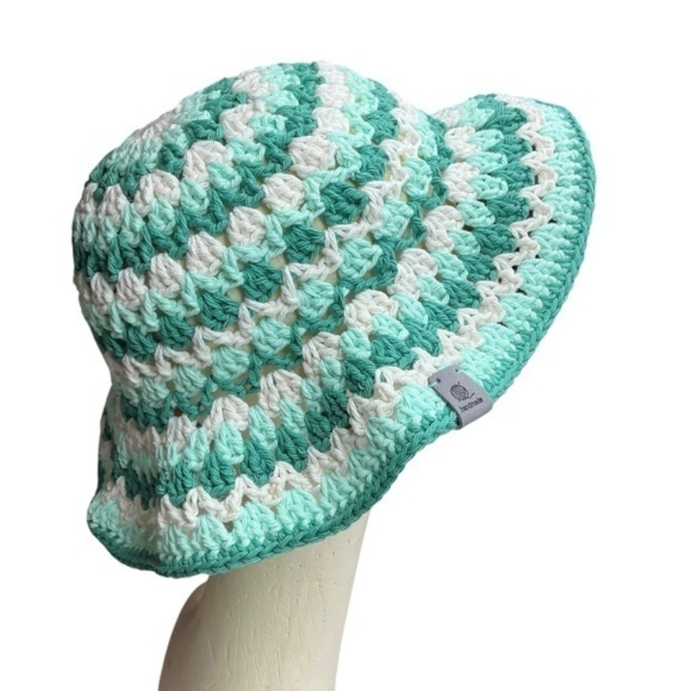The Kelp Crochet Bucket‎ Sun Hat Cotton Yarn Handcrafted Handmade by Seller